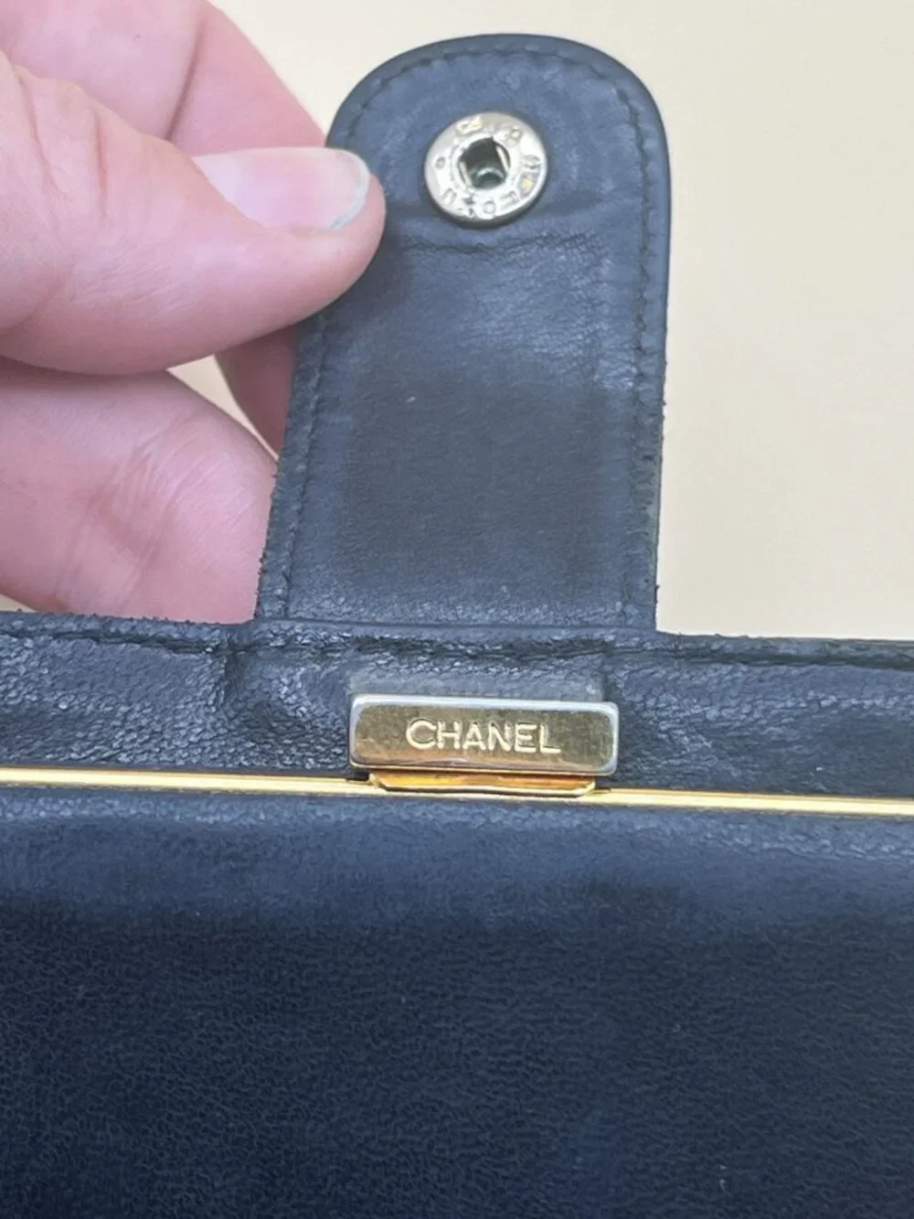 Chanel Timeless CC Long Bifold Wallet Black Caviar Leather Serial Sticker Snap T